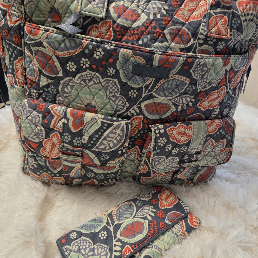 Vera Bradley Navy and Red Floral Travel Bag Set